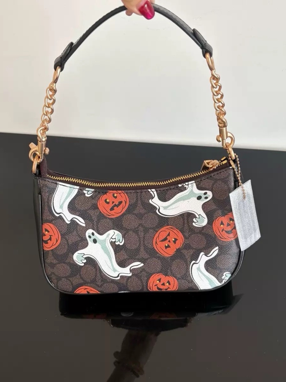 Coach Teri Bag Signature Canvas Halloween Ghost Pumpkin